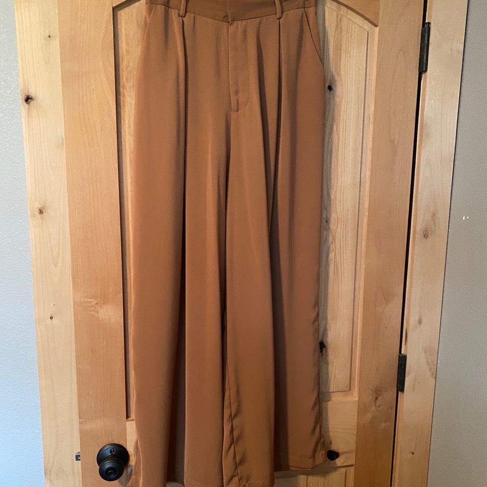 Tan palazzo wide leg pants new